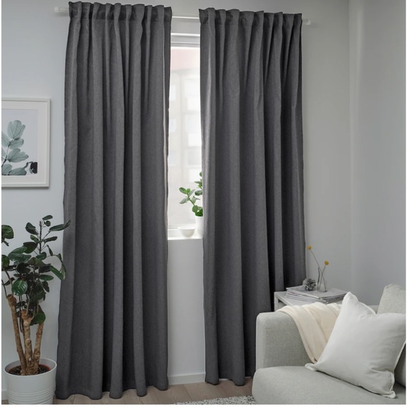 Pair of Ikea BLÅHUVA Blackout curtains, dark gray, 57x98